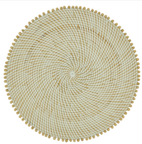 Beaded Edge Round Placemat Set of 4 - Natural