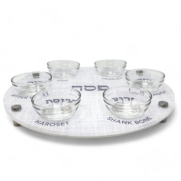 Acrylic Seder Plate Black & White Stone
