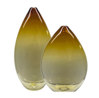 Double Ombre Teardop Vase Amber & Clear -