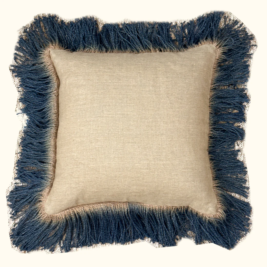 Jute Fringe Pillow Lapis