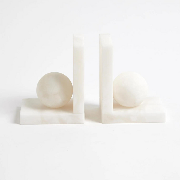 Alabaster Ball Bookends Set of 2