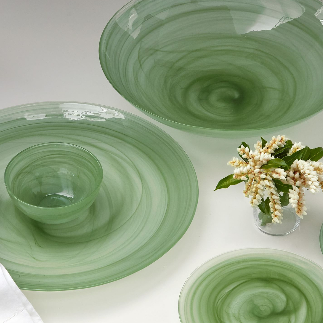 Swirl Alabaste Dinnerware Green Set of 4