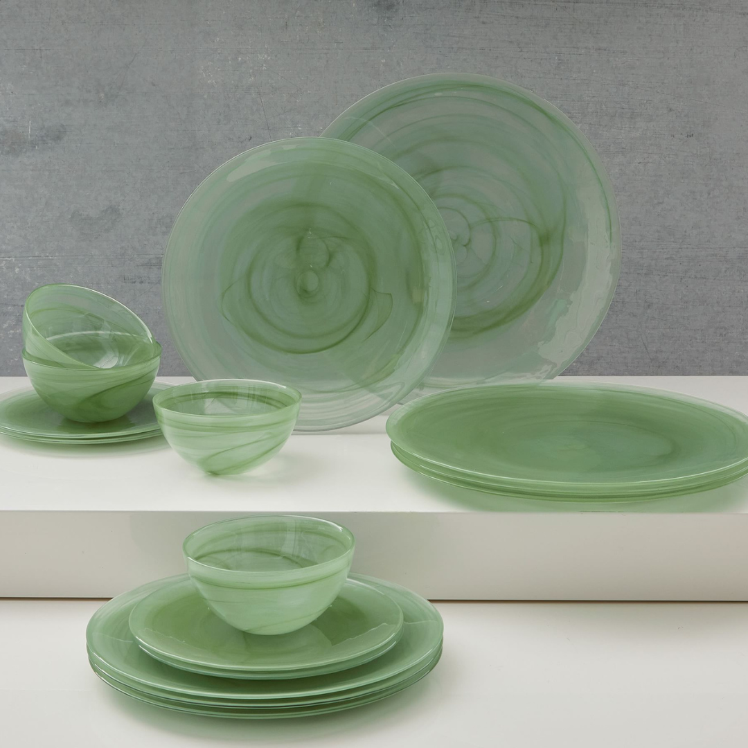 Swirl Alabaste Dinnerware Green Set of 4