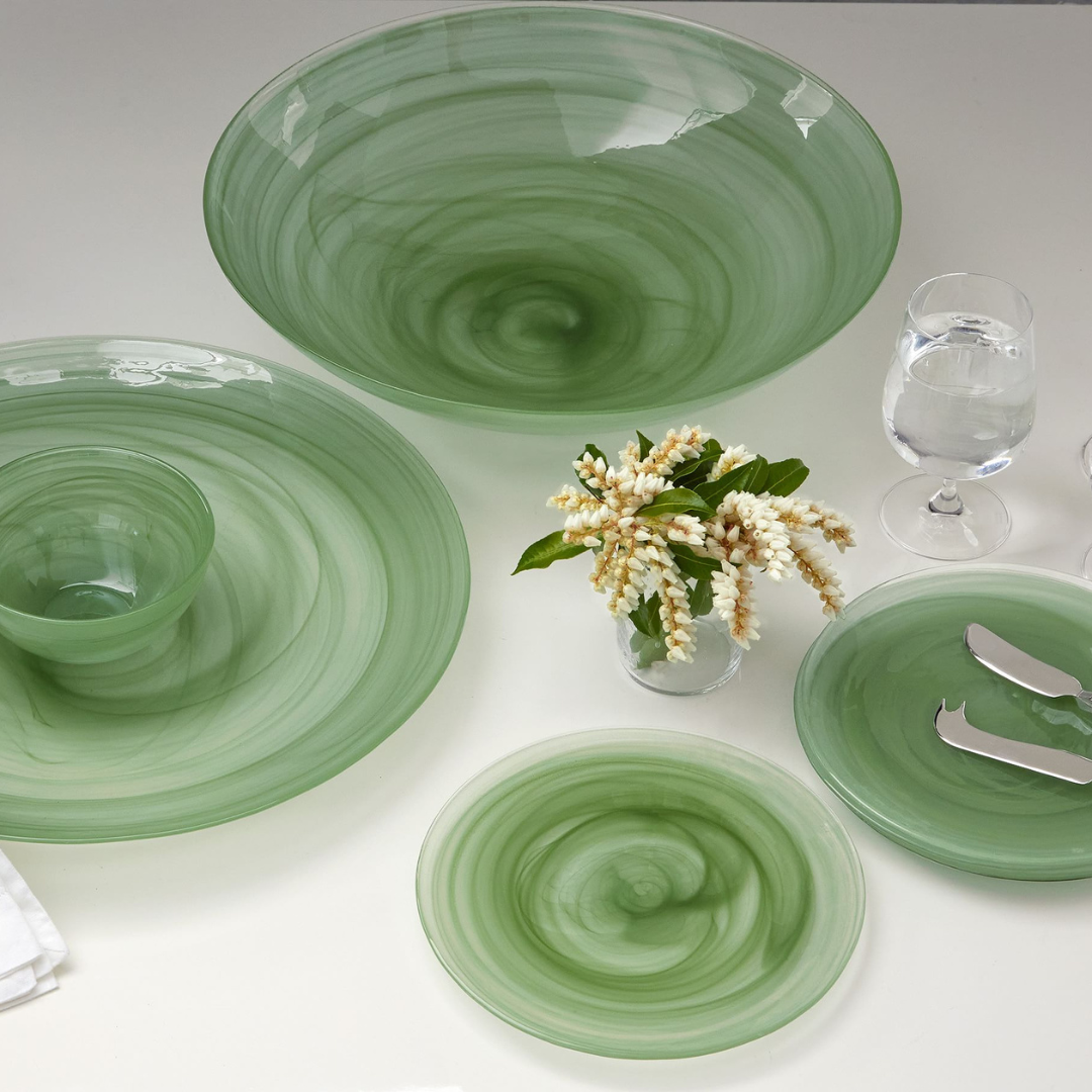 Swirl Alabaste Dinnerware Green Set of 4