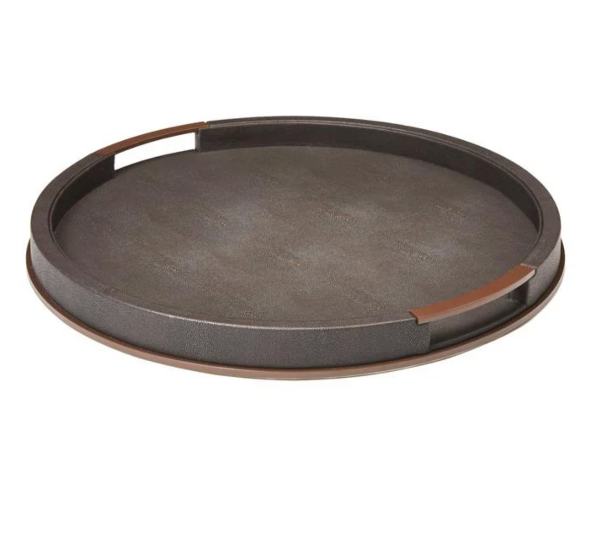 Faux Shagreen Tray Anthracite - Round - Large