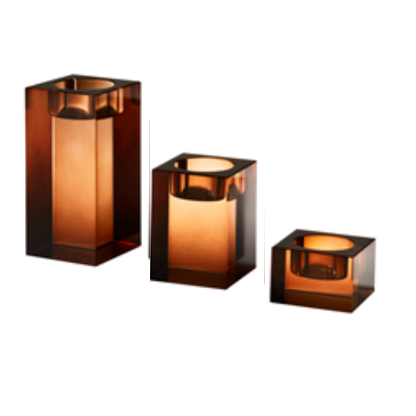 Crystal Votive Bronze Holder Set of 3