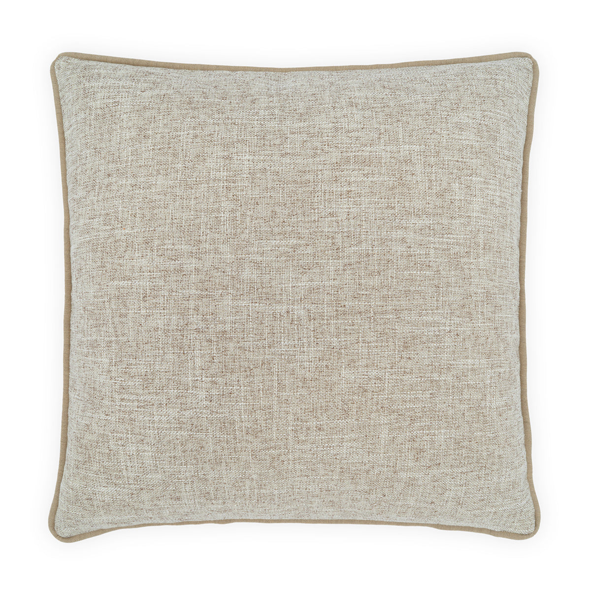 The D.V. KAP / Canaan Company Outdoor Pillow Kokomo Oak 22 x 22 is a beige, square, weather-resistant cushion with textured fabric and rounded edges—ideal for patios. Shown on a white background.