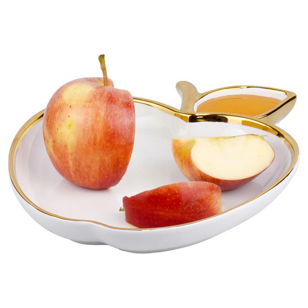 Apple Dish & Honey Bowl Gold Trim