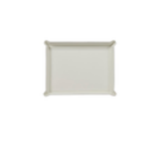 Graphic Image Leather Ottoman Tray, a rectangular light-colored tray with raised, corner-folded edges.