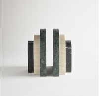 Palazzo Marble Bookends Set of 2  Forest, Travertine & Black
