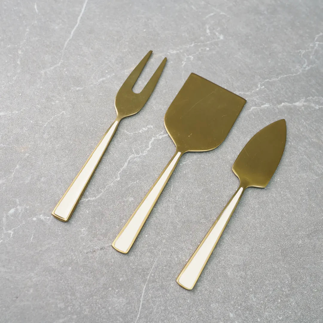 Gold & White Cheese Set of 3