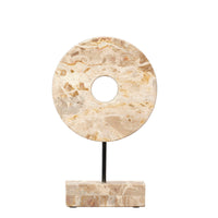 Marble Cream Circle Disk on Stand