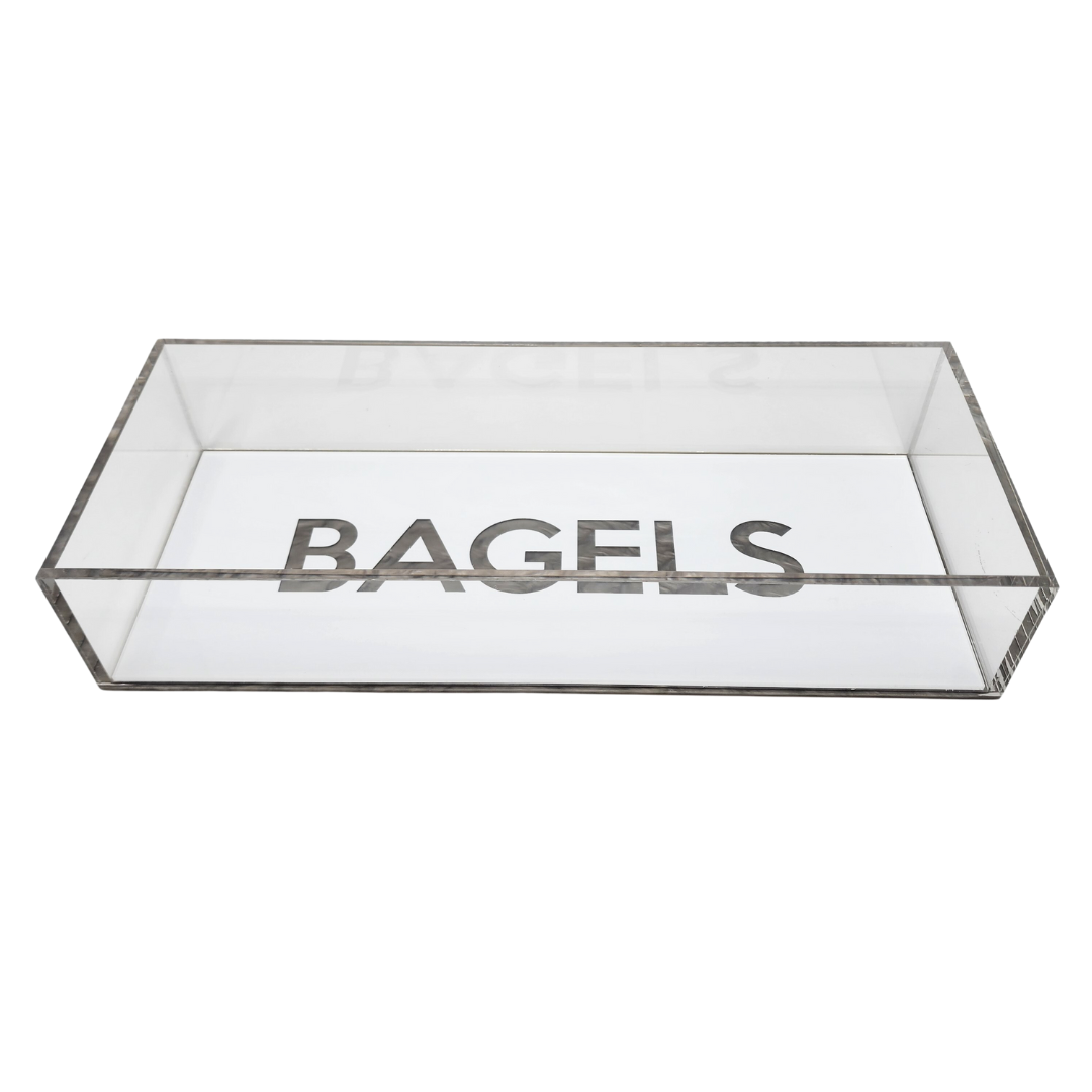 Bagel Tray White and Silver