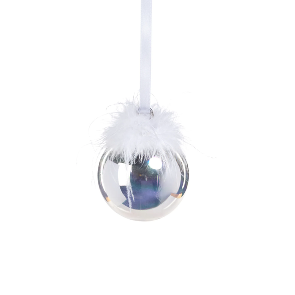 Feather Ball Ornament Silver -