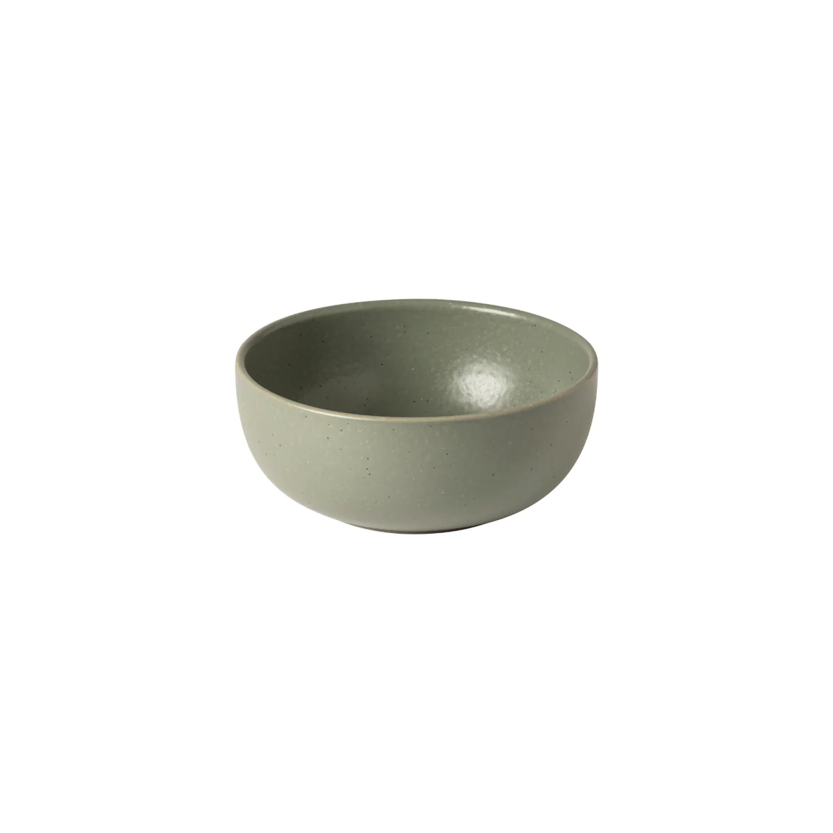 A small, round ceramic bowl in light green from the Pacifica Dinnerware Artichoke collection by Casafina/Costa Nova features a smooth, subtly speckled surface that highlights the refined elegance of Costa Nova tableware. Displayed on a white background, this luxury bowl adds understated sophistication to any setting.