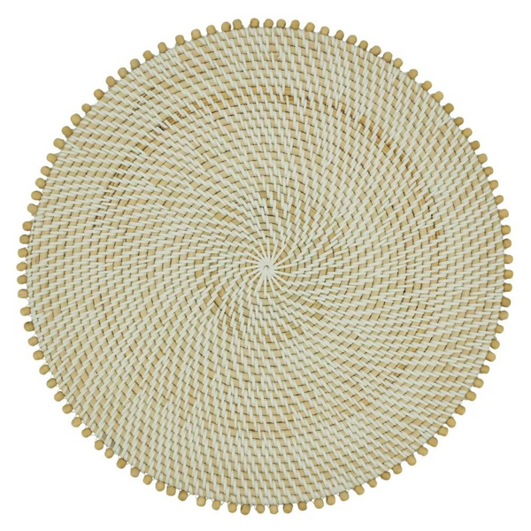 Beaded Edge Round Placemat Set of 4 - Natural.