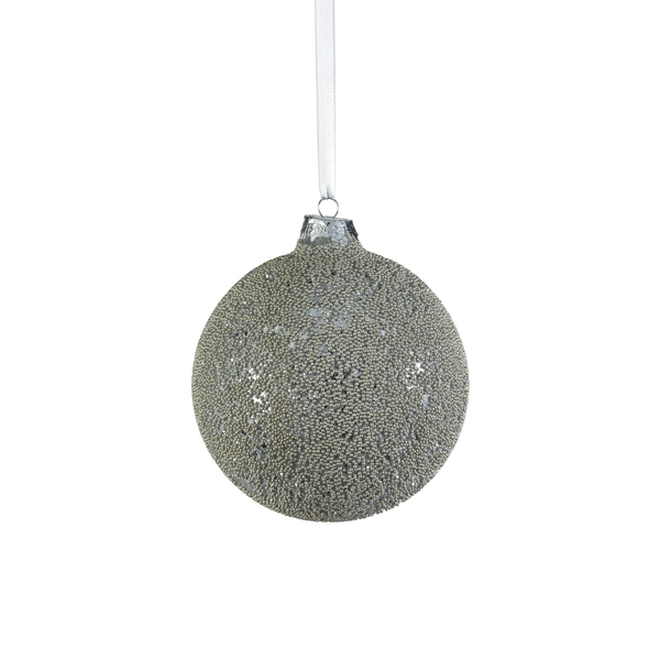 Beaded Silver Ball Ornament