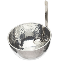 Hammered Benzy Bowl with Spoon - Silver