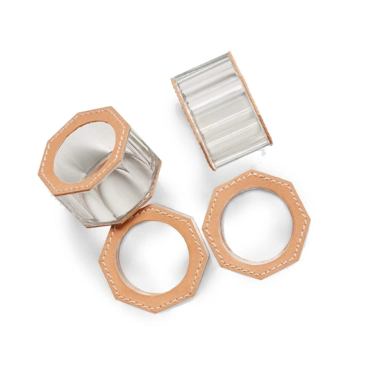 Arthur Leather Camel Napkin Ring Set of 4