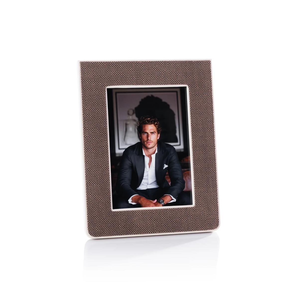 Raffia & Cream Leather Frame