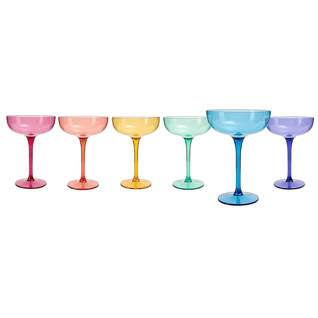Brighton Multi Color Acrylic Margarita Glass Set of 6