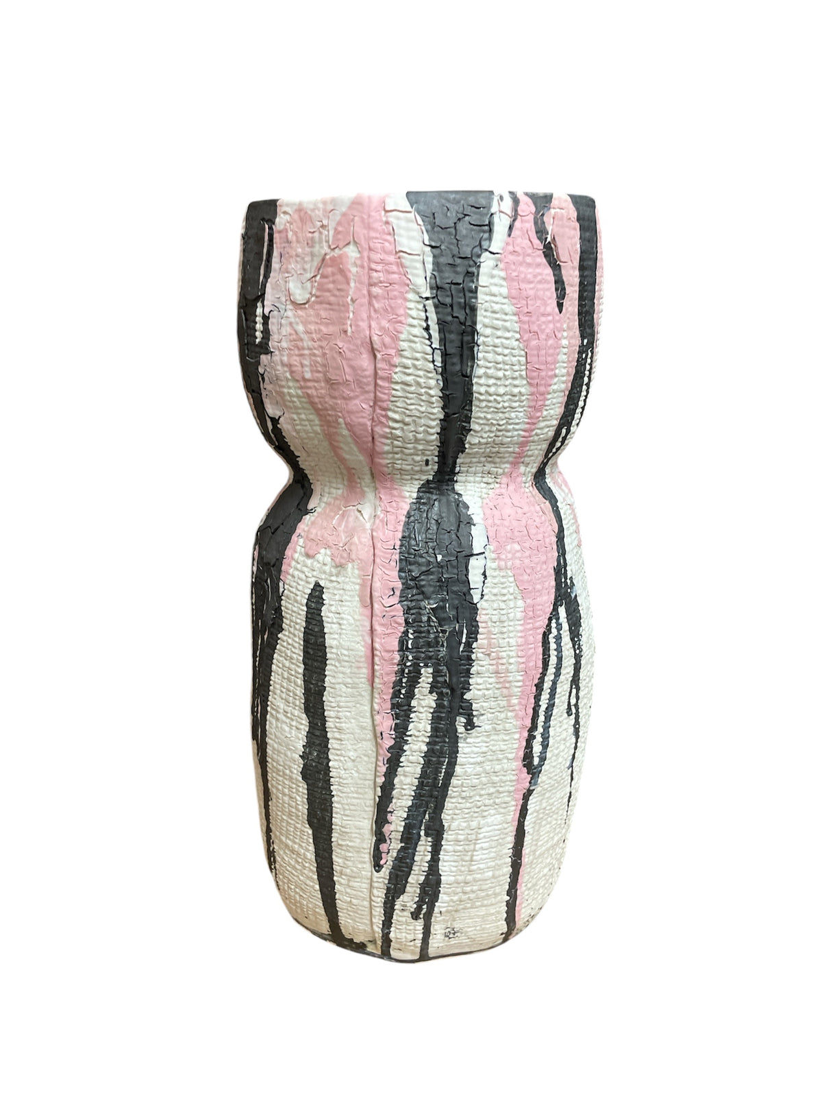 Drip Curvy Vase - White / Pink / Black  - Medium