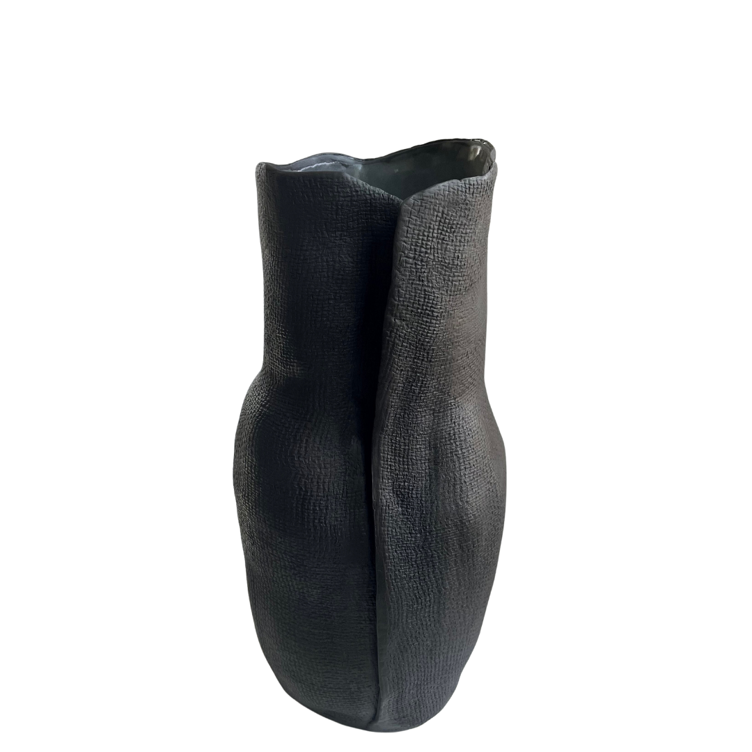 Burlap Bottle Vase Black medium and large. 