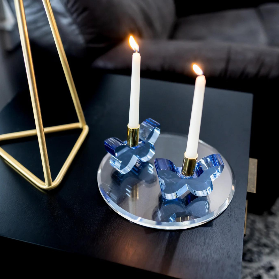 Butterfly Candleholders Set of 2 in blue. 