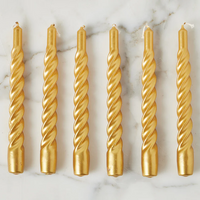 Twisted Taper Candle Gold Set of 6