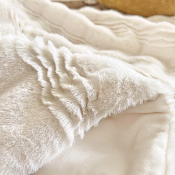 Scallop Faux Fur Throw Coconut