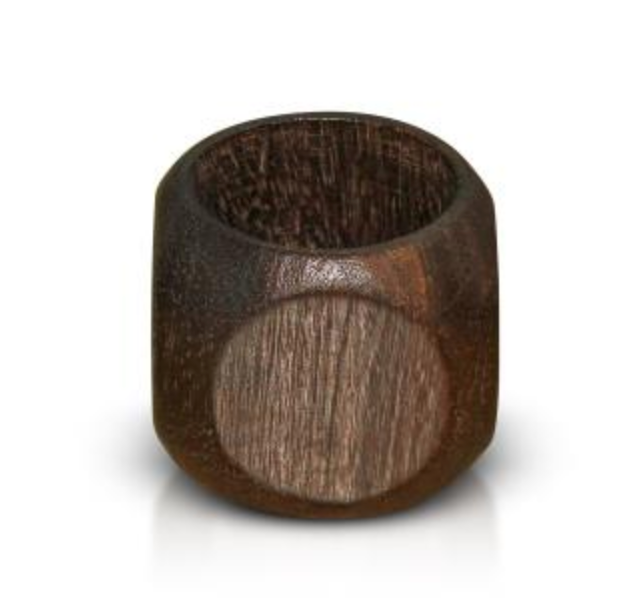 Black Wood Gem Napkin Ring Set 4
