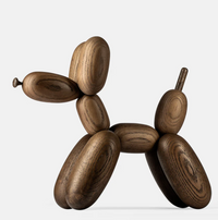 The Balloon Dog - Smoked Oak - Large by Boyhood - Ameico, crafted from smooth, rounded pieces of solid smoked oak, is displayed against a plain white background.