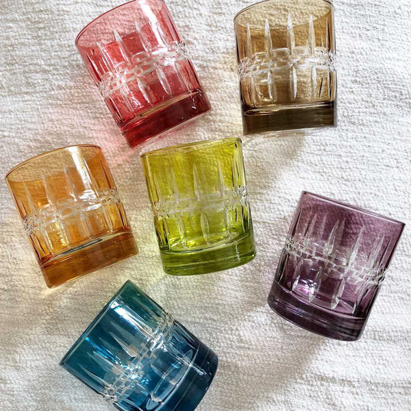 Carved Crystal Assorted Colors Set of 6 - DOF