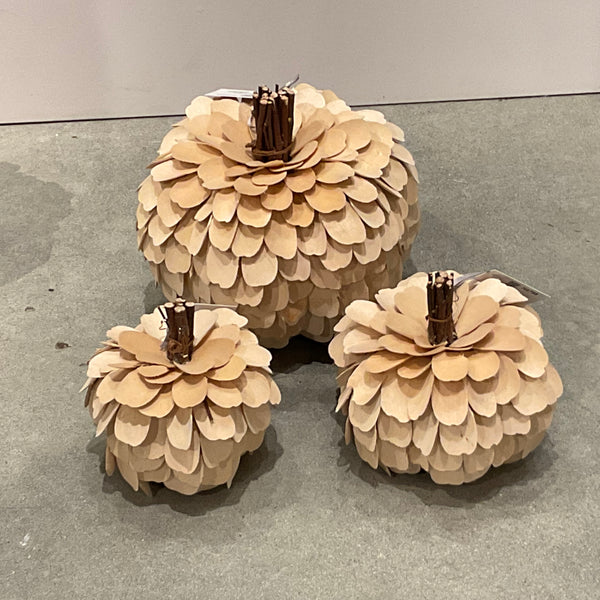 Harvest Wood Pumpkins - Ivory