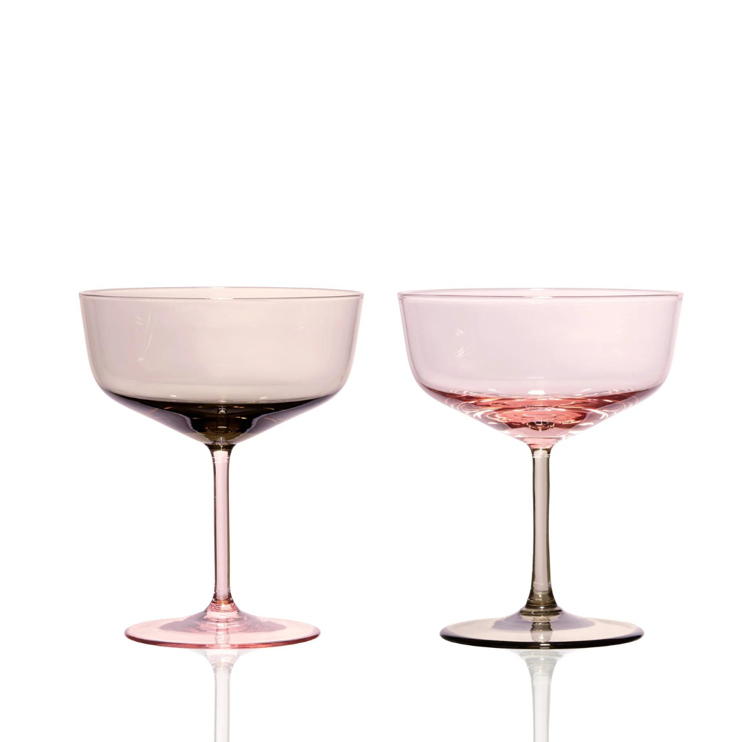 Caskata Celia Rose & Mocha Coupe Cocktail Glasses, Set of 2