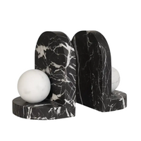 Blitz Marble Bookend Set -  Black & White