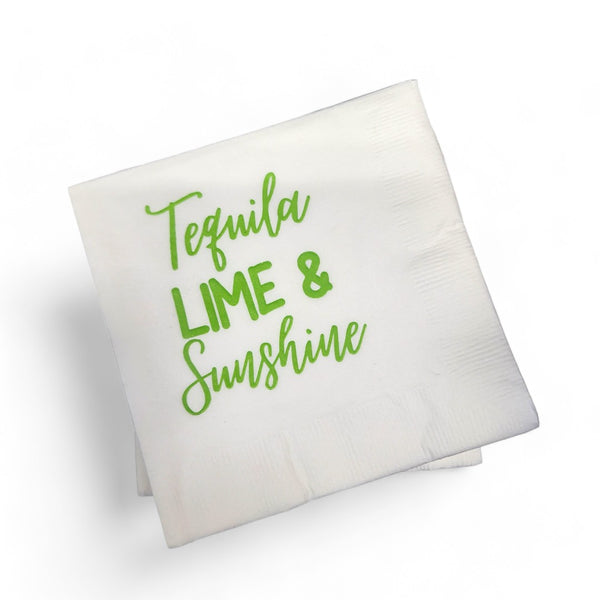 Cocktail Napkin Pack - TEQUILA LIME SUNSHINE - Kiwi & Lime.