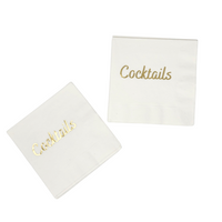 Cocktails Napkin Pack - White & Gold