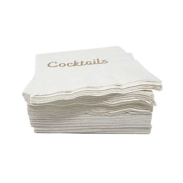 Etoile Cocktail Napkin White, Gold & Silver Set of 6 – Current Home NY