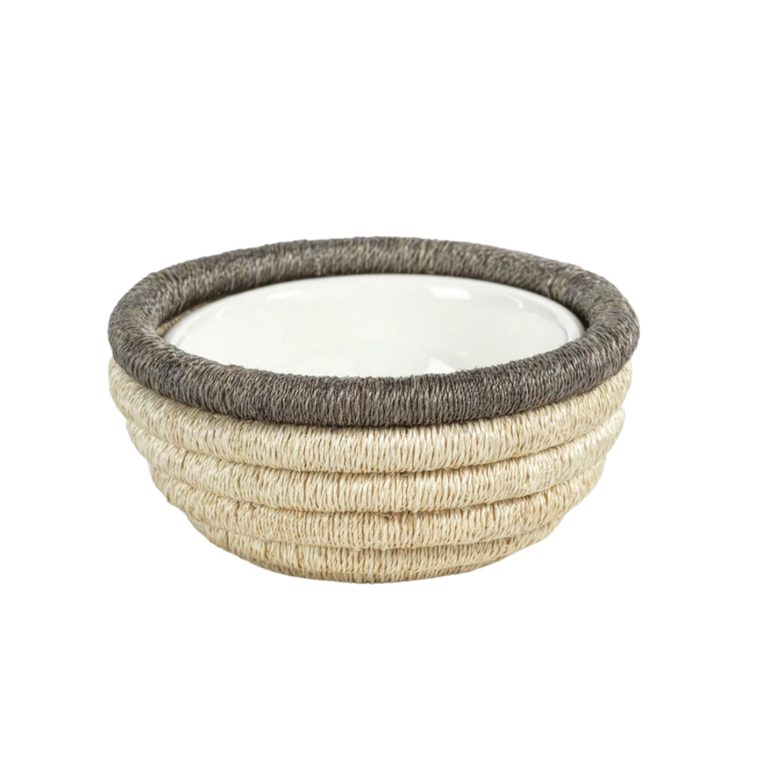 Coiled Condiment Bowl Natural & Taupe