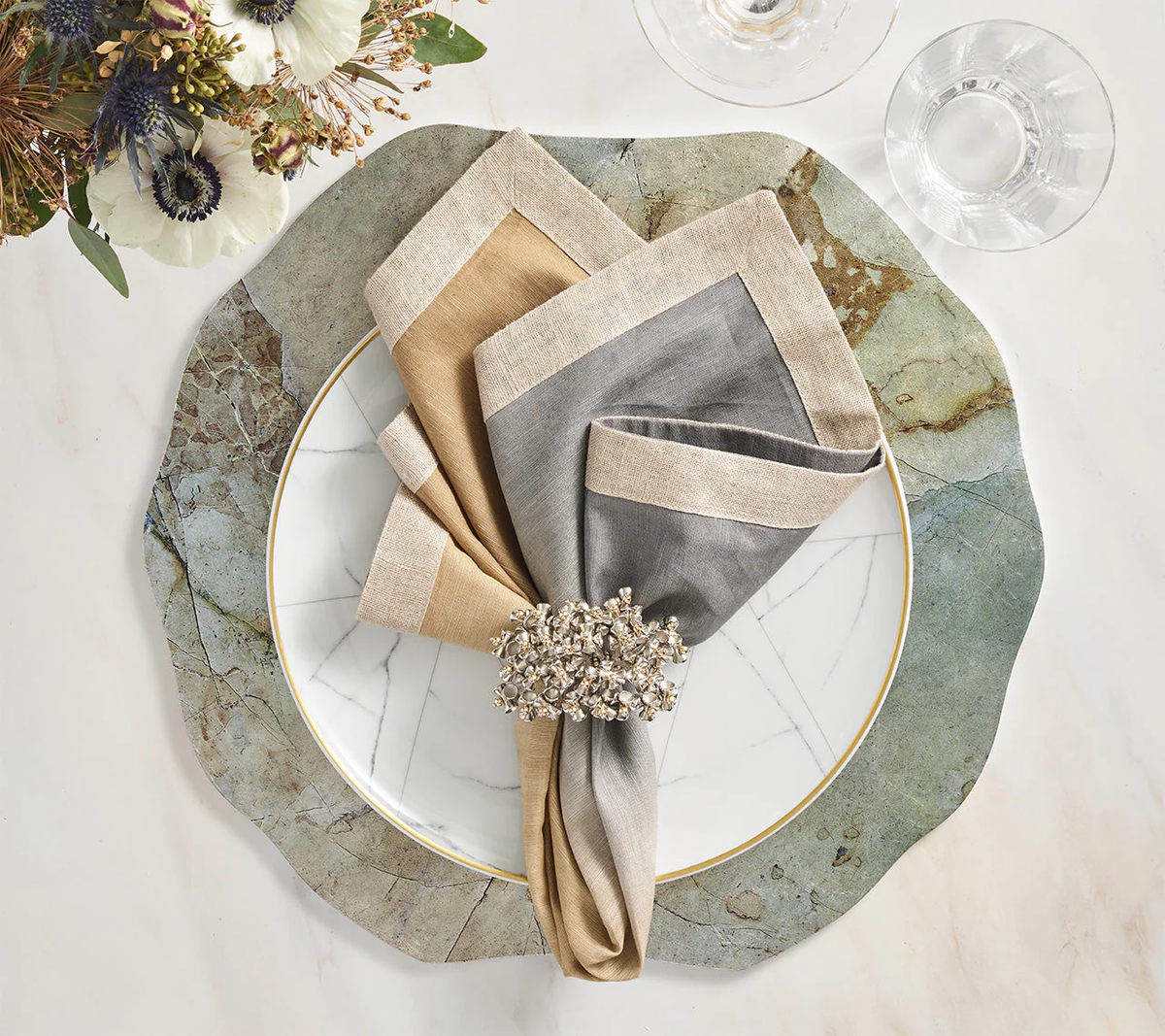 Lucent Napkin Ring in Silver & Gold, Set of4