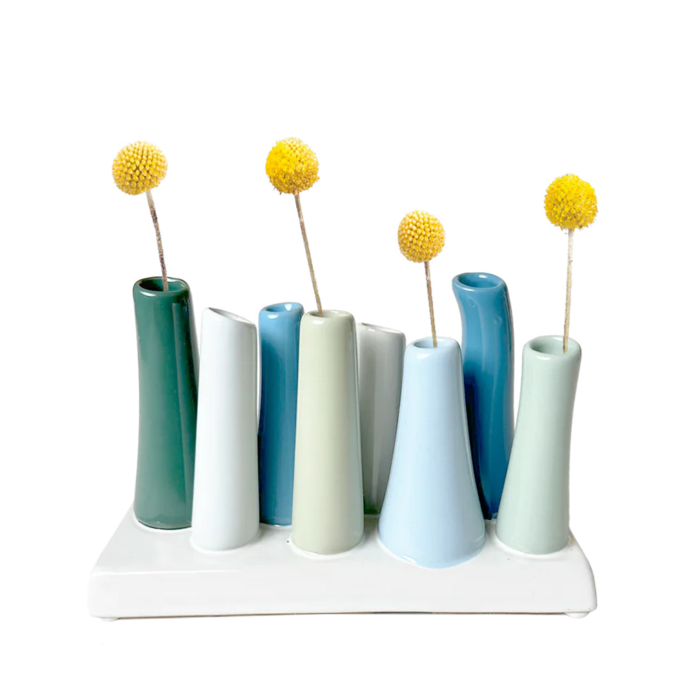 Metro Bud Vase in Green and Blues