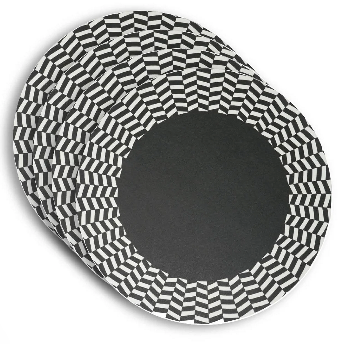 Chevron Round Placemat Set of 4 - Black & White