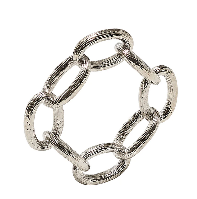 Chain Link Napkin Ring Silver Set of 4