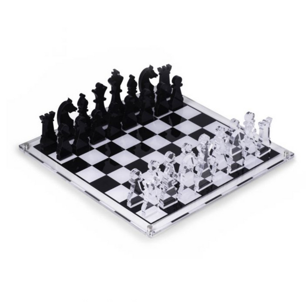 Deluxe Acrylic Chess Set Black & Clear.