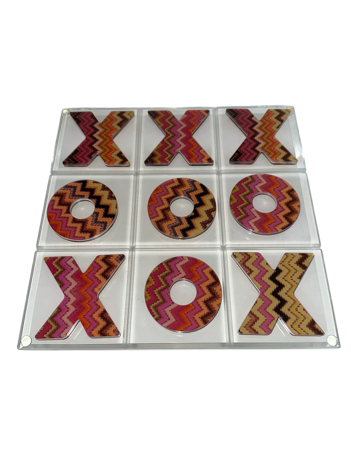 Missoni Inspired Pink Tic Tac Toe Set