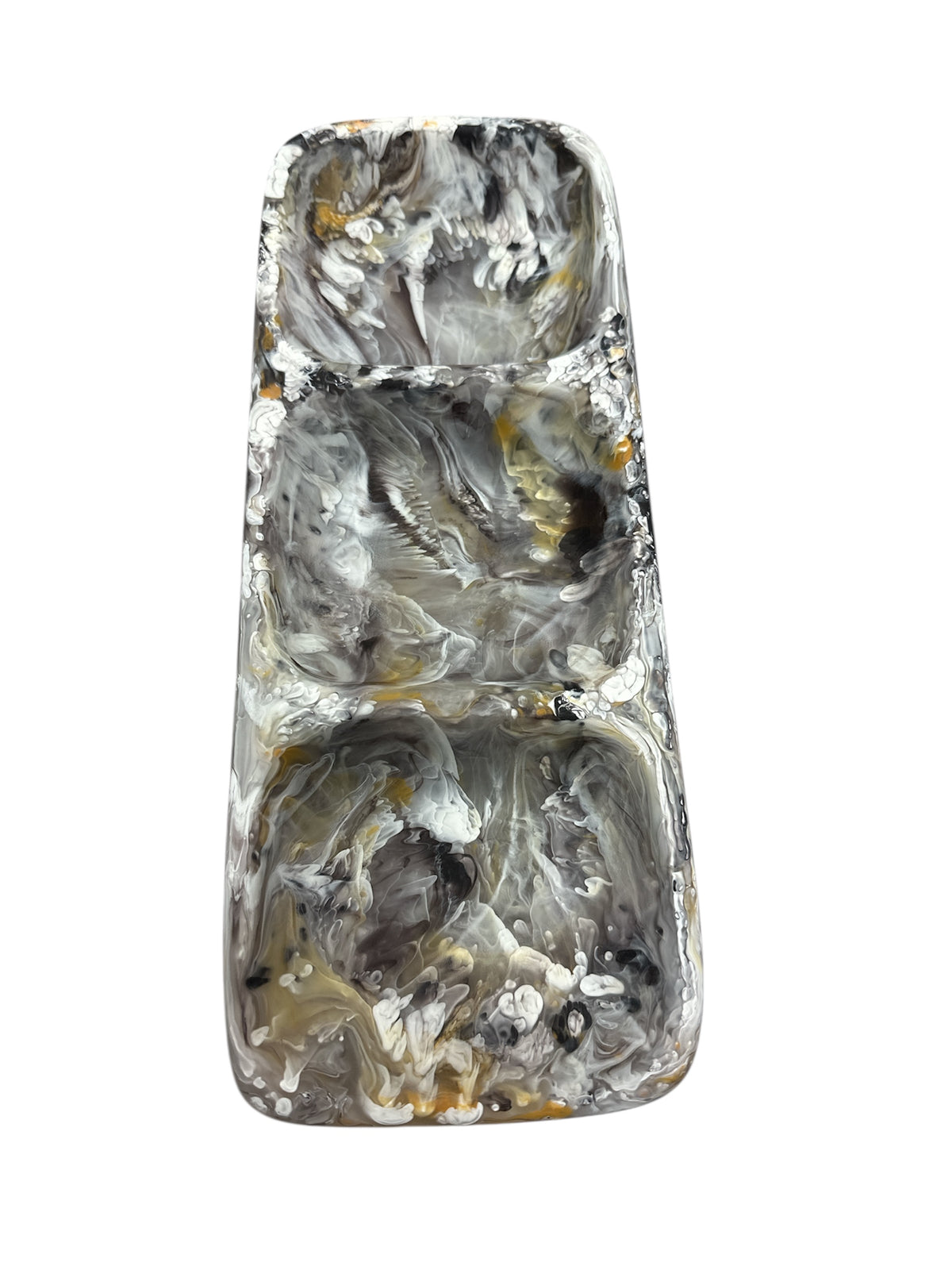 Swirl Colored Resin 3 Section Tray - Mocha - Medium