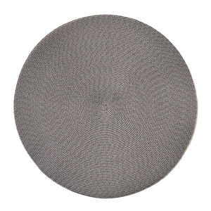 The Deborah Rhodes Linen Braid 15" Placemat Set of 4 - Solid features durable, tightly braided gray placemats with a subtle concentric circle pattern, bringing modern elegance to any table.