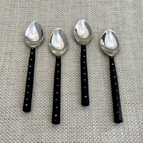 Dotted Coffee Spoon Set of 4 - Black.