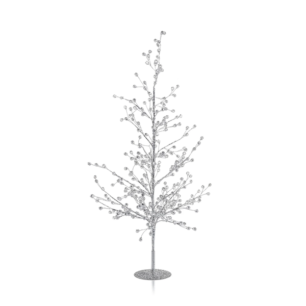 Glass Beaded Berry Tree Clear & Silver